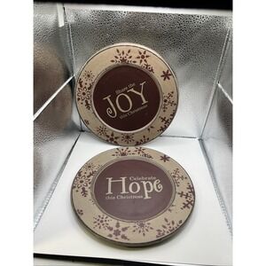 Vintage Rustic Country Style Wood Christmas Decor Plates Hope‎ Joy
